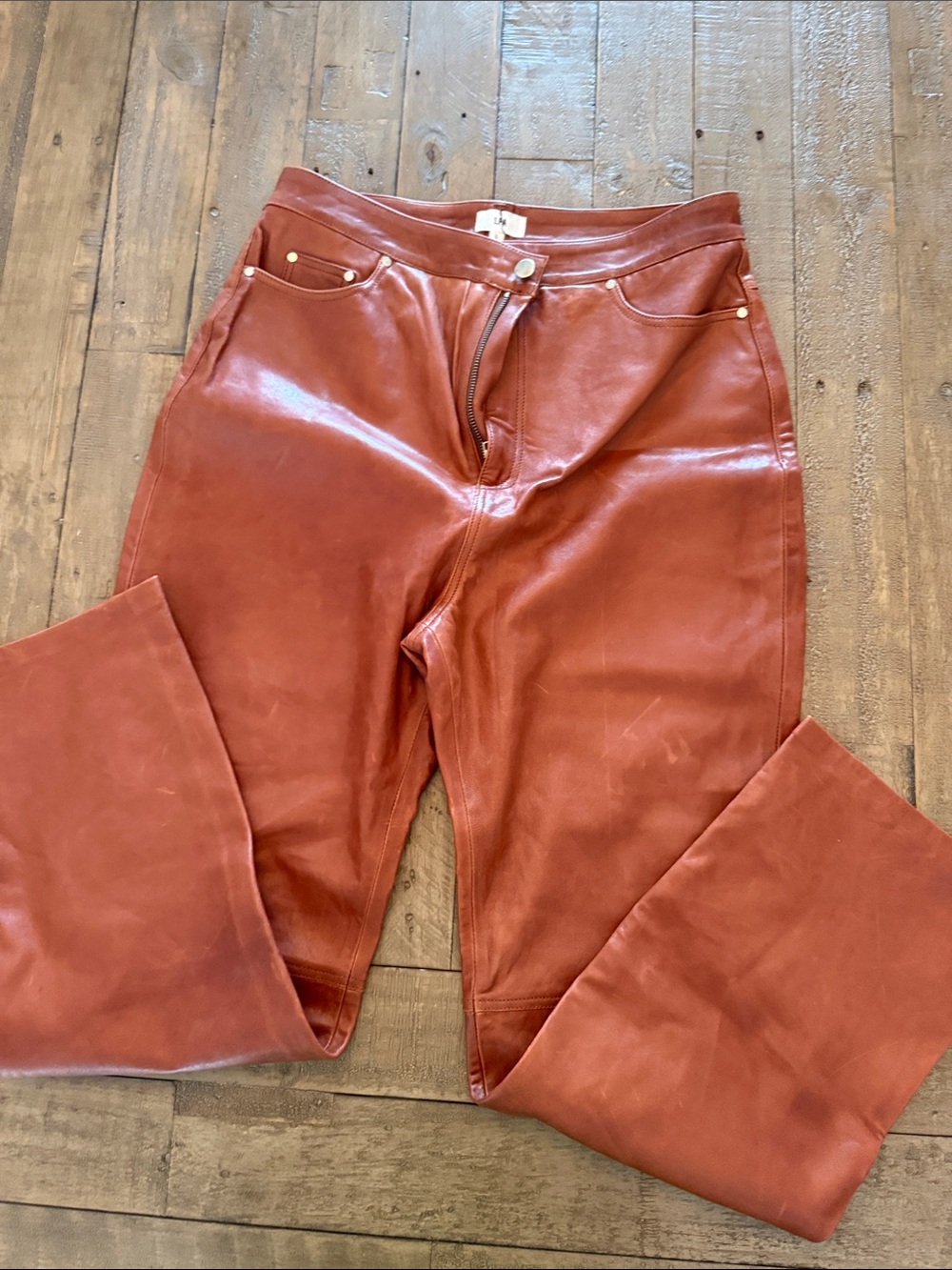 LPA Rust Red Leather Pants